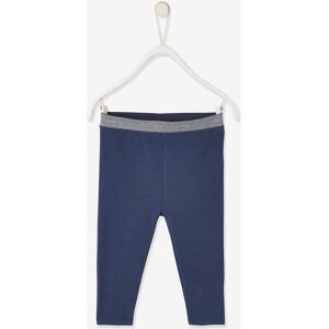 VERTBAUDET Leggings con cintura brillante para bebé niña azul oscuro liso