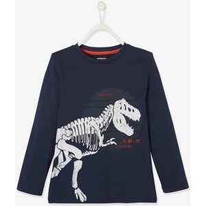 VERTBAUDET Camiseta dinosaurio esqueleto T-Rex para niño azul fuerte liso con motivos