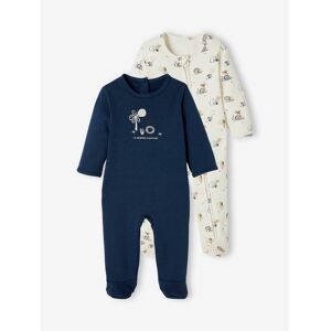 VERTBAUDET Pack de 2 pijamas para bebé de felpa azul oscuro bicolor/multicolor