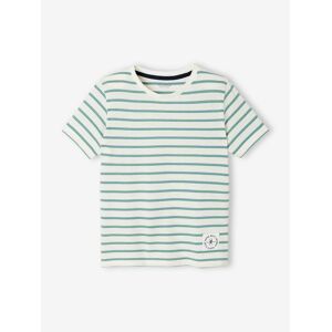 VERTBAUDET Camiseta de manga corta y estilo marinero para niño verde medio a rayas