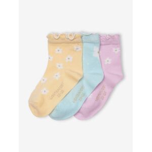 VERTBAUDET Pack de 3 pares de calcetines «Margaritas» para bebé niña amarillo pálido