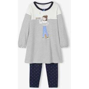 VERTBAUDET Camisón marinero «Musa» + leggings con estampado de corazones azul marino