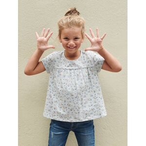 VERTBAUDET Camiseta estilo blusa con flores, para niña azul claro