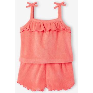 VERTBAUDET Conjunto de felpa rizada para bebé: camiseta de tirantes y short coral