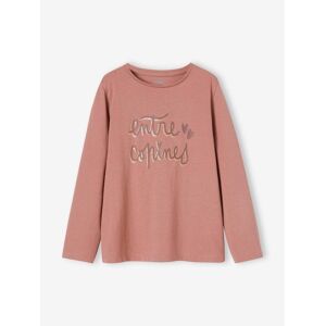 VERTBAUDET Camiseta con mensaje, para niña rosa palo