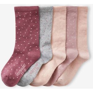 VERTBAUDET Pack de 5 pares de calcetines con lunares para niña rosa viejo