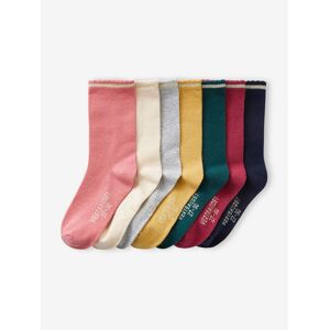 VERTBAUDET Pack de 7 pares de calcetines medianos de lúrex, para niña rosa