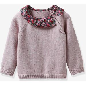 Jersey con cuello de tejido Liberty para bebé - Cyrillus rosa estampado