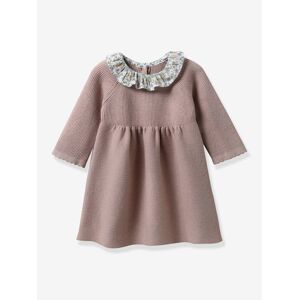 Vestido de punto tricot con cuello de tejido Liberty® para bebé - Cyrillus rosa