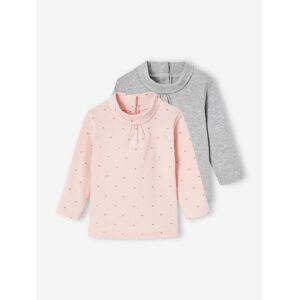 VERTBAUDET Pack de 2 camisetas de cuello alto bebé niña rosa rosa pálido