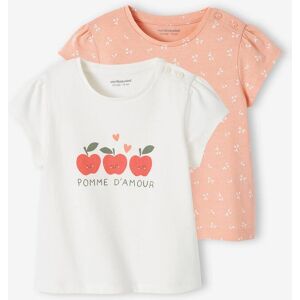 VERTBAUDET Pack de 2 camisetas básicas de manga corta para bebé rosa