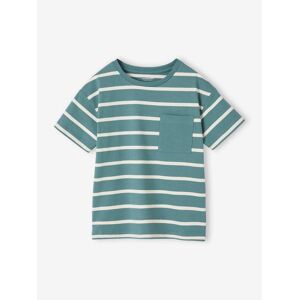 VERTBAUDET Camiseta a rayas personalizable para niño verde agua