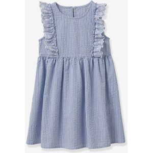 Vestido de seersucker para niña CYRILLUS rayas azul