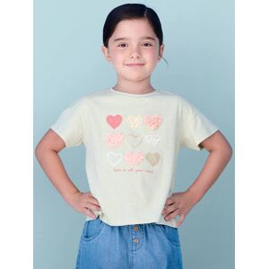 VERTBAUDET Camiseta con motivo con flecos y detalles irisados para niña verde almendra