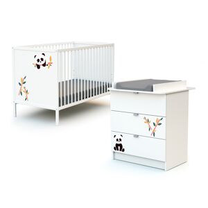 Webaby Cama y cambiador para la habitación del bebé panda en madera