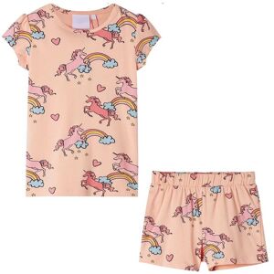 vidaXL Pijama infantil de manga corta naranja claro 128