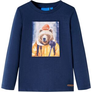 vidaXL Camiseta infantil de manga larga azul marino melange 128