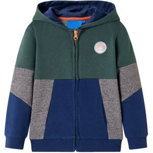 vidaXL Sudadera infantil con capucha y cremallera verde oscuro 116