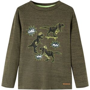 vidaXL Camiseta infantil de manga larga caqui oscuro mélange 116