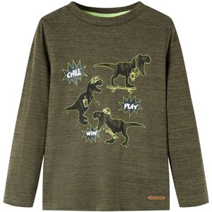 vidaXL Camiseta infantil de manga larga caqui oscuro mélange 140