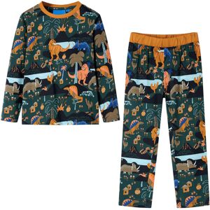 vidaXL Pijama infantil de manga larga verde oscuro 92