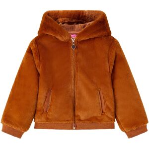 vidaXL Chaqueta infantil con capucha pelo sintético color coñac 92