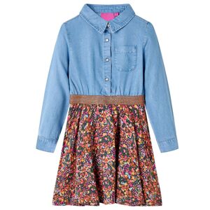 vidaXL Vestido infantil de manga larga azul marino y vaquero 104