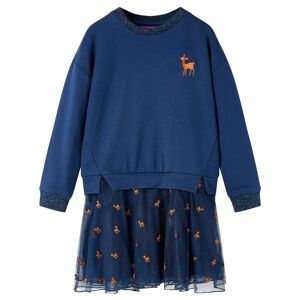 vidaXL Vestido infantil de manga larga azul marino 128