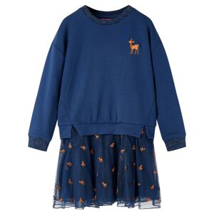 vidaXL Vestido infantil de manga larga azul marino 140