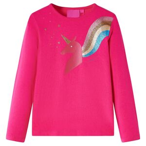 vidaXL Camiseta infantil de manga larga rosa brillante 140