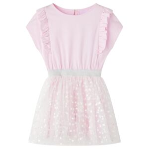 vidaXL Vestido infantil volantes rosa claro 128