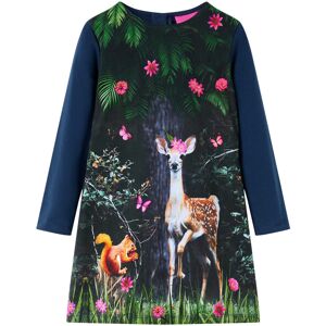 vidaXL Vestido infantil de manga larga azul marino 140