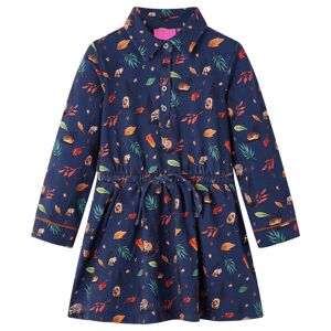 vidaXL Vestido infantil de manga larga azul marino 116