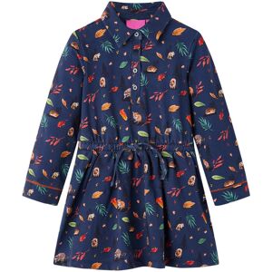 vidaXL Vestido infantil de manga larga azul marino 128