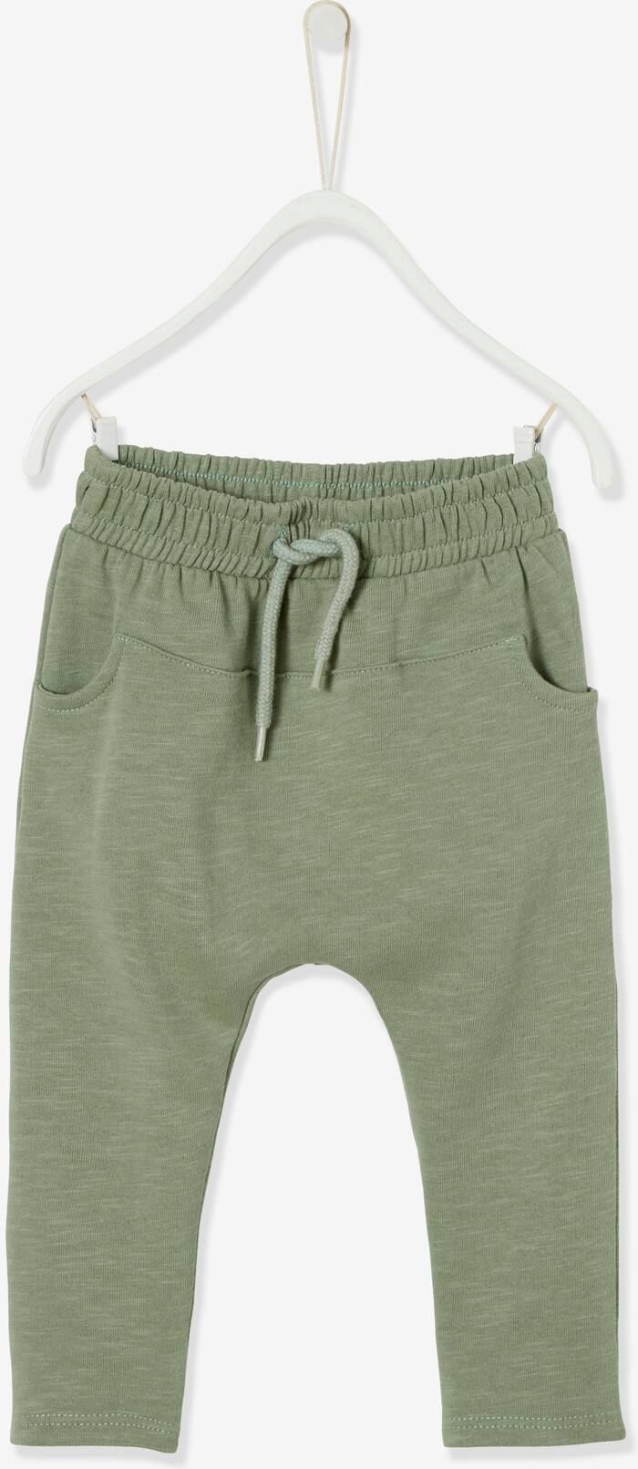 VERTBAUDET Pantalón de felpa para bebé niño verde medio liso