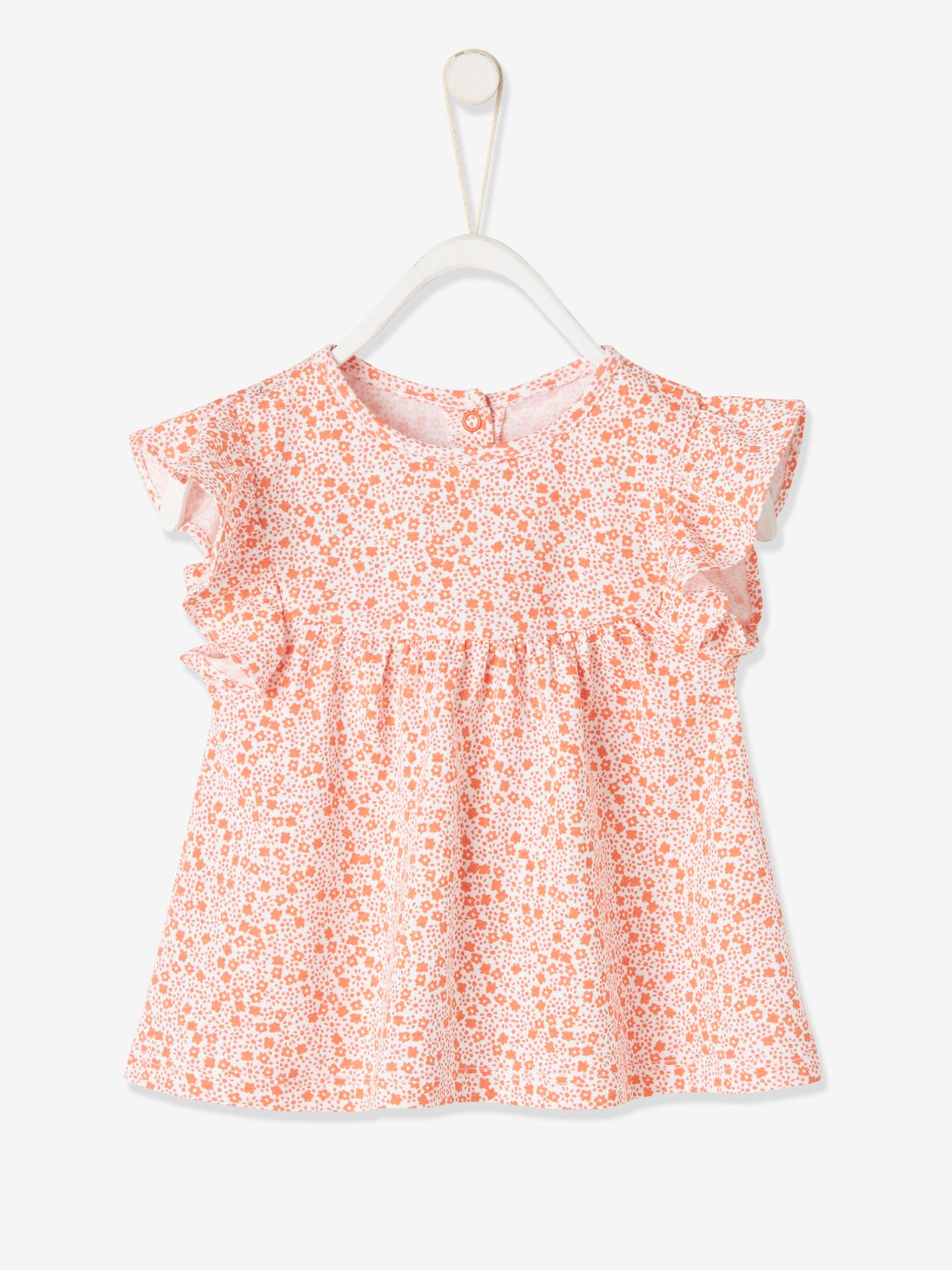 VERTBAUDET Camiseta estampada de flores para bebé naranja medio estampado