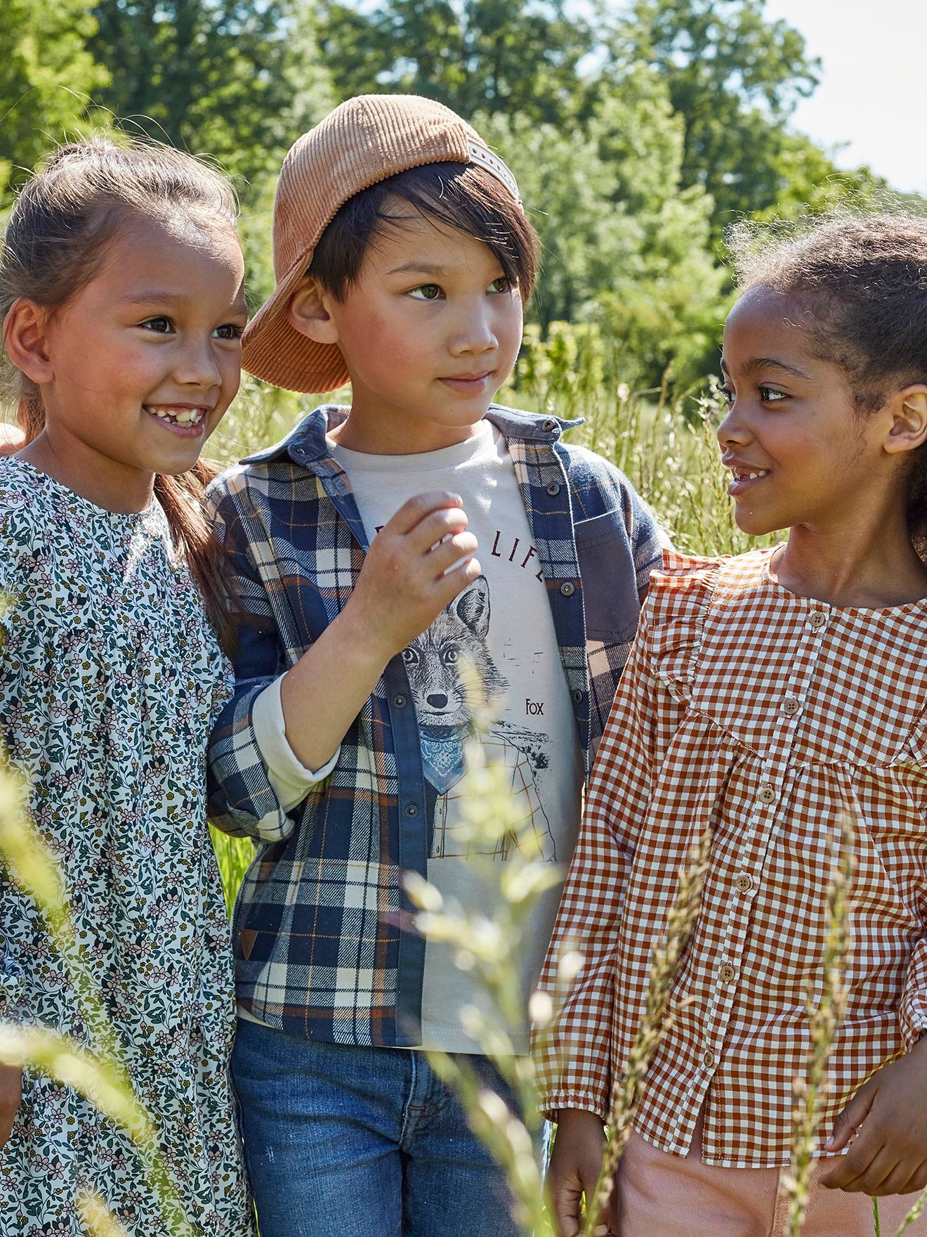 VERTBAUDET Camisa a cuadros, para niño azul oscuro a cuadros