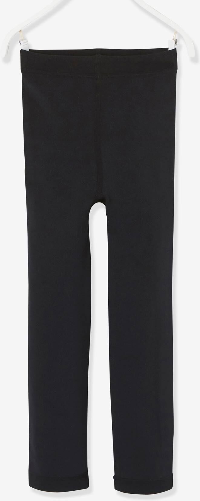 VERTBAUDET Leggings de punto polar para niña negro oscuro liso