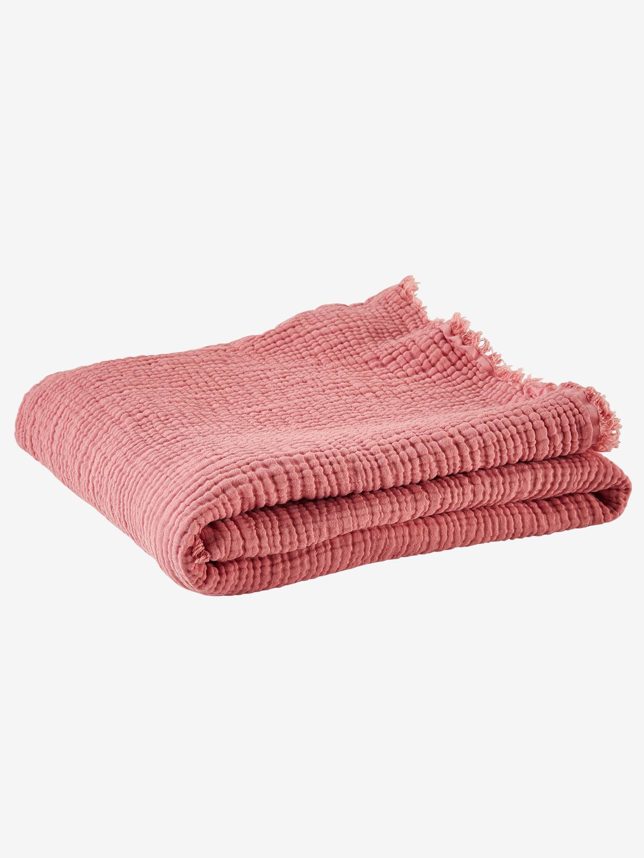 VERTBAUDET Manta de gasa de algodón orgánico rosa medio liso