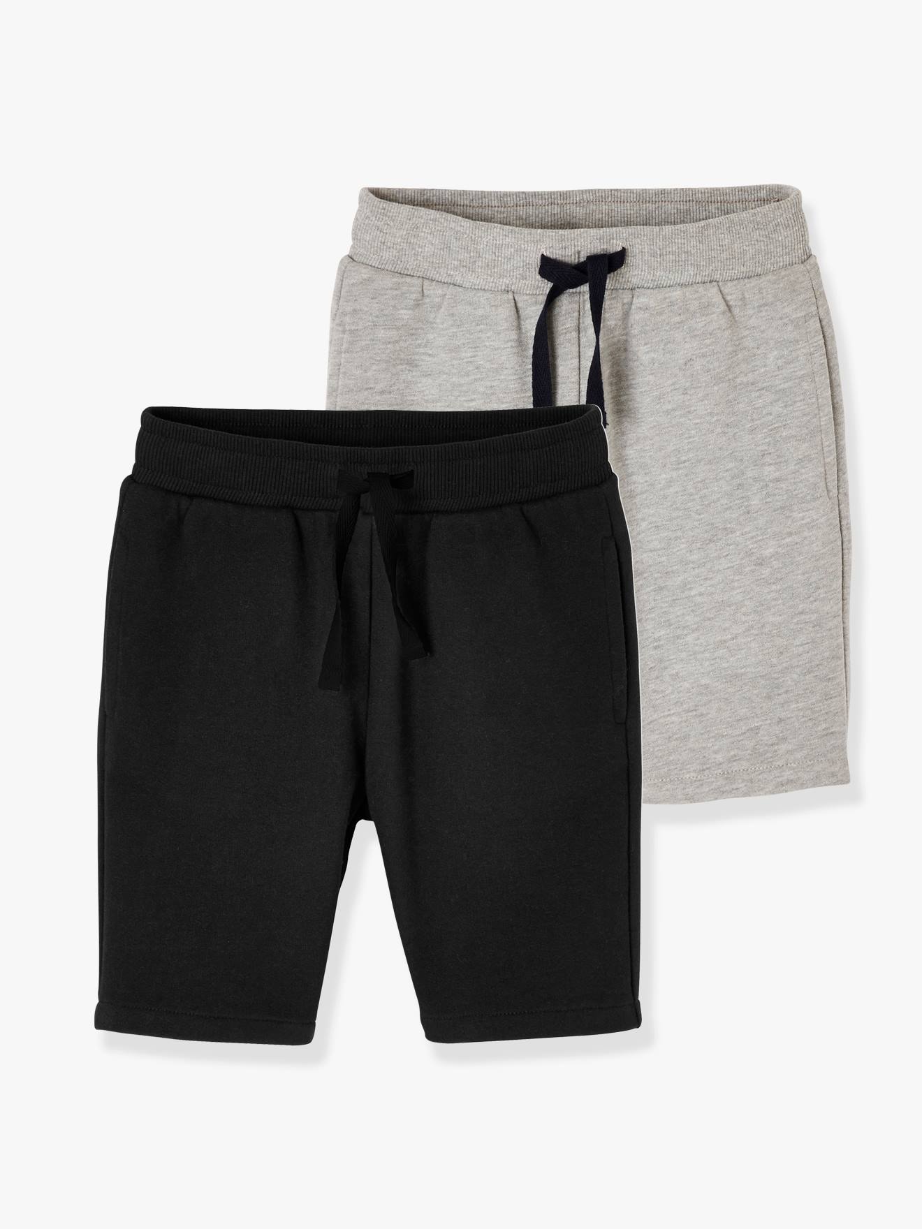 VERTBAUDET Pack de 2 bermudas de felpa para niño negro oscuro bicolor/multicolo