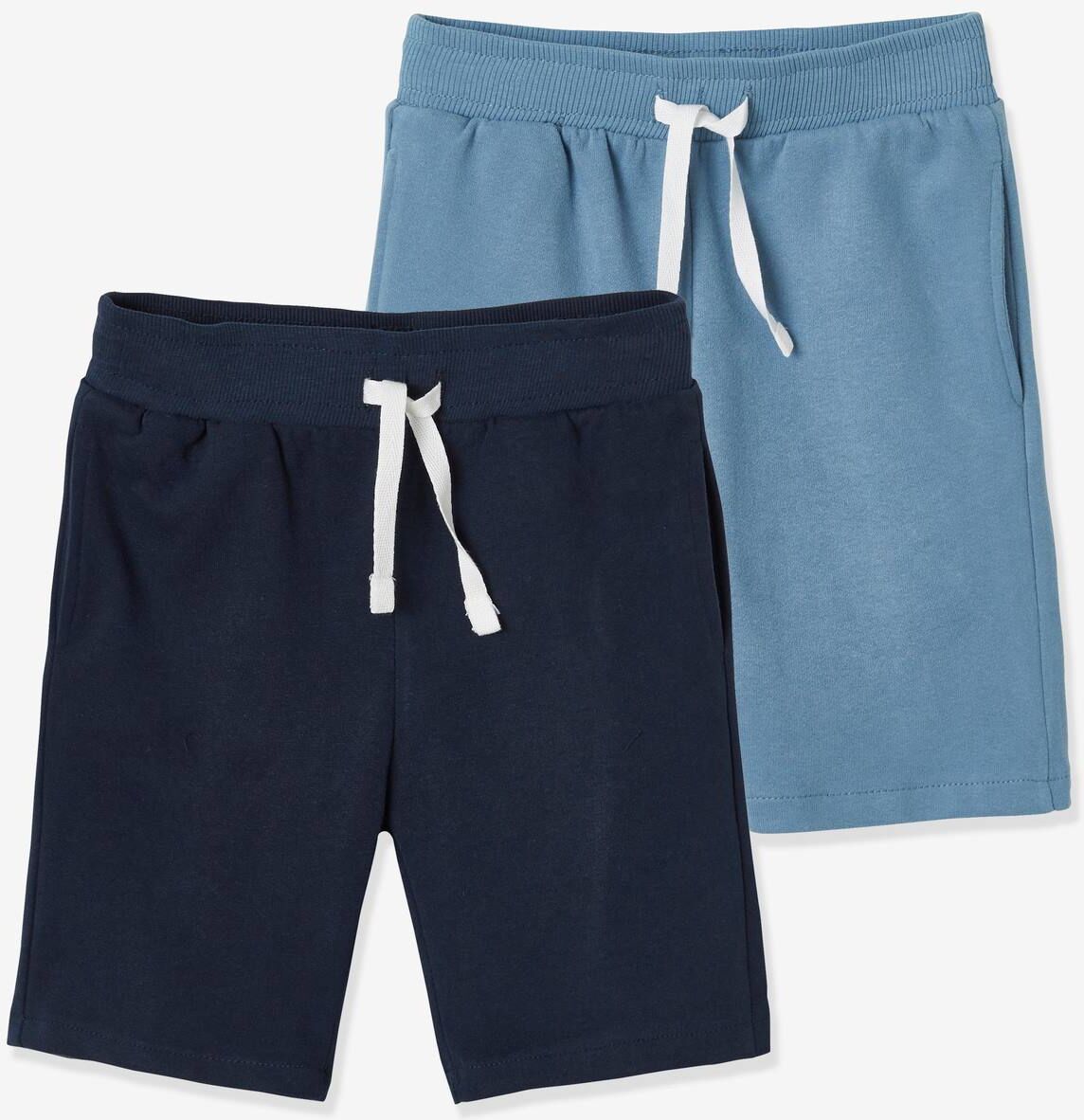 VERTBAUDET Pack de 2 bermudas de felpa para niño azul oscuro bicolor/multicolor