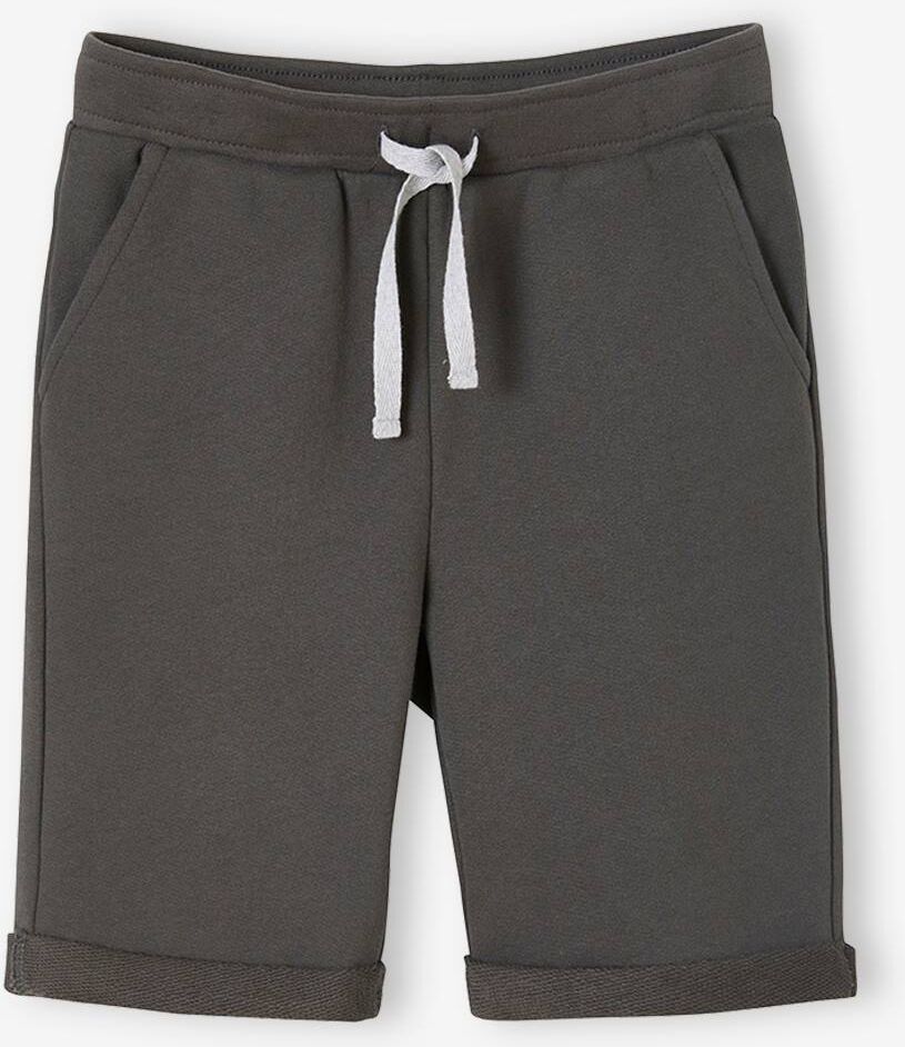 VERTBAUDET Bermudas niño de felpa gris oscuro liso con motivos