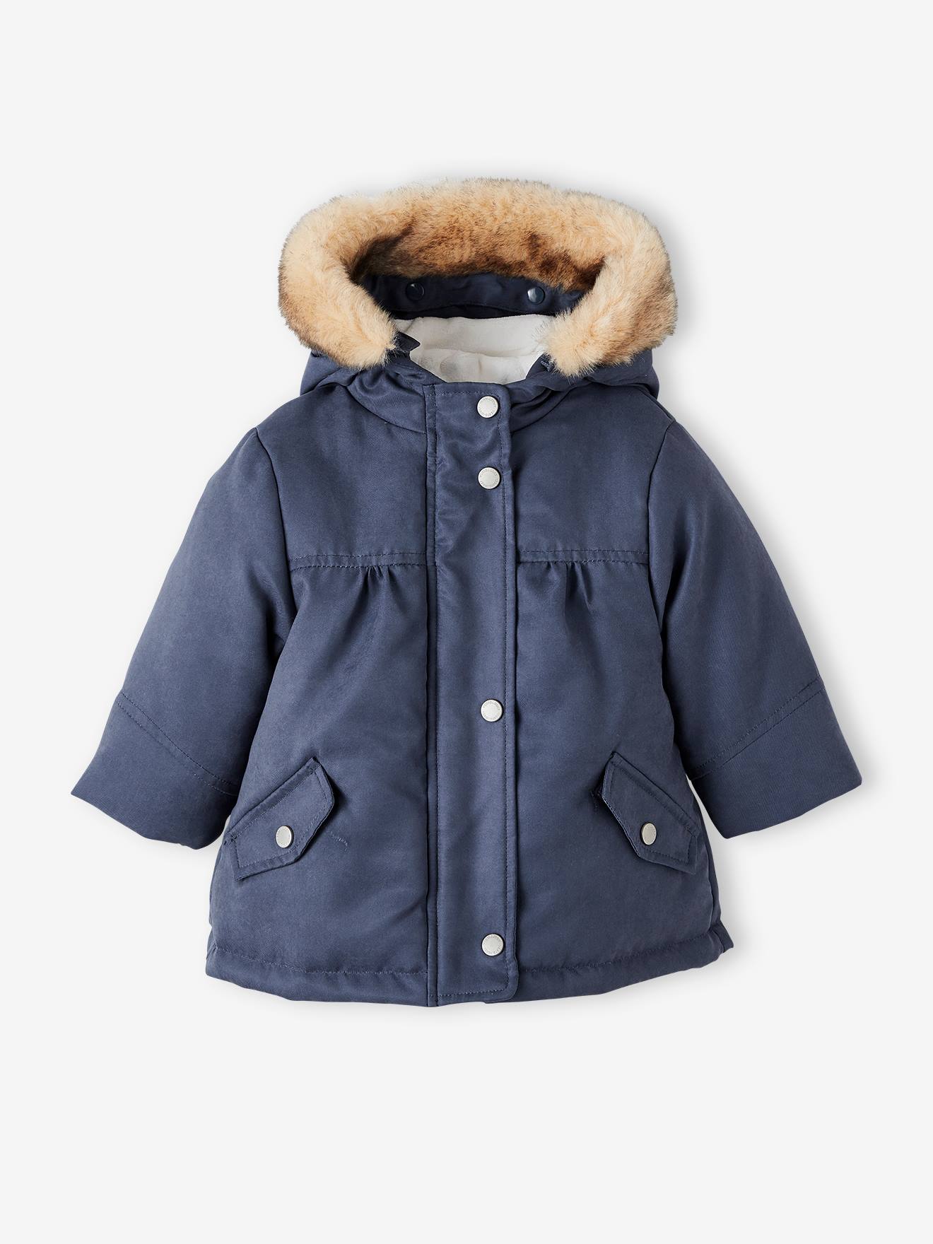 VERTBAUDET Parka 3 en 1 para bebé niña azul oscuro liso