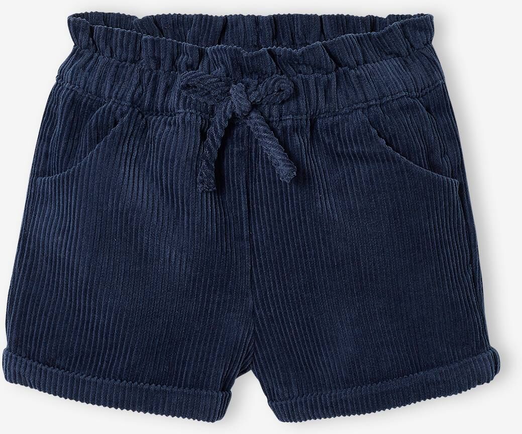 VERTBAUDET Short de pana para bebé niña azul oscuro liso