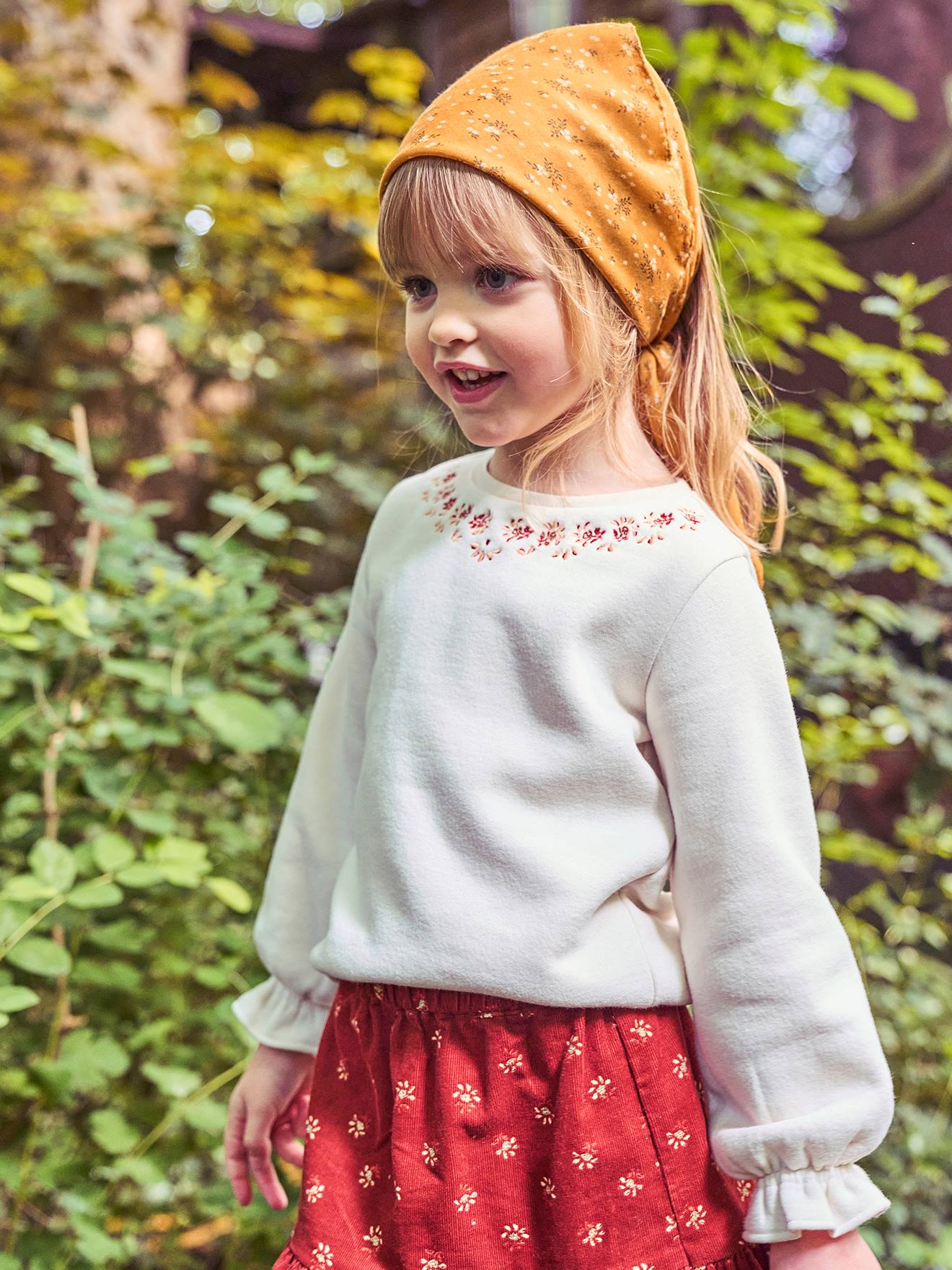 VERTBAUDET Fular estampado de flores, niña amarillo oscuro estampado