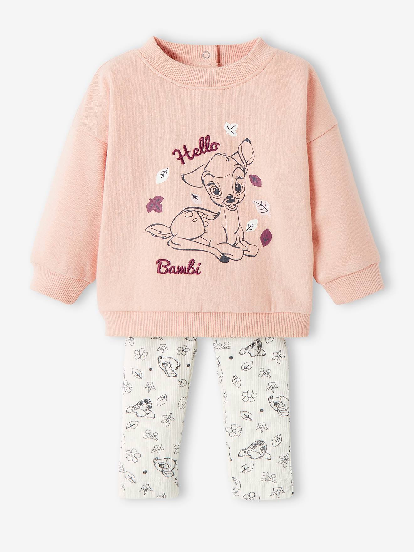 ANIMALES DE DISNEY Conjunto de 2 prendas Disney® Bambi rosa claro liso con motivos