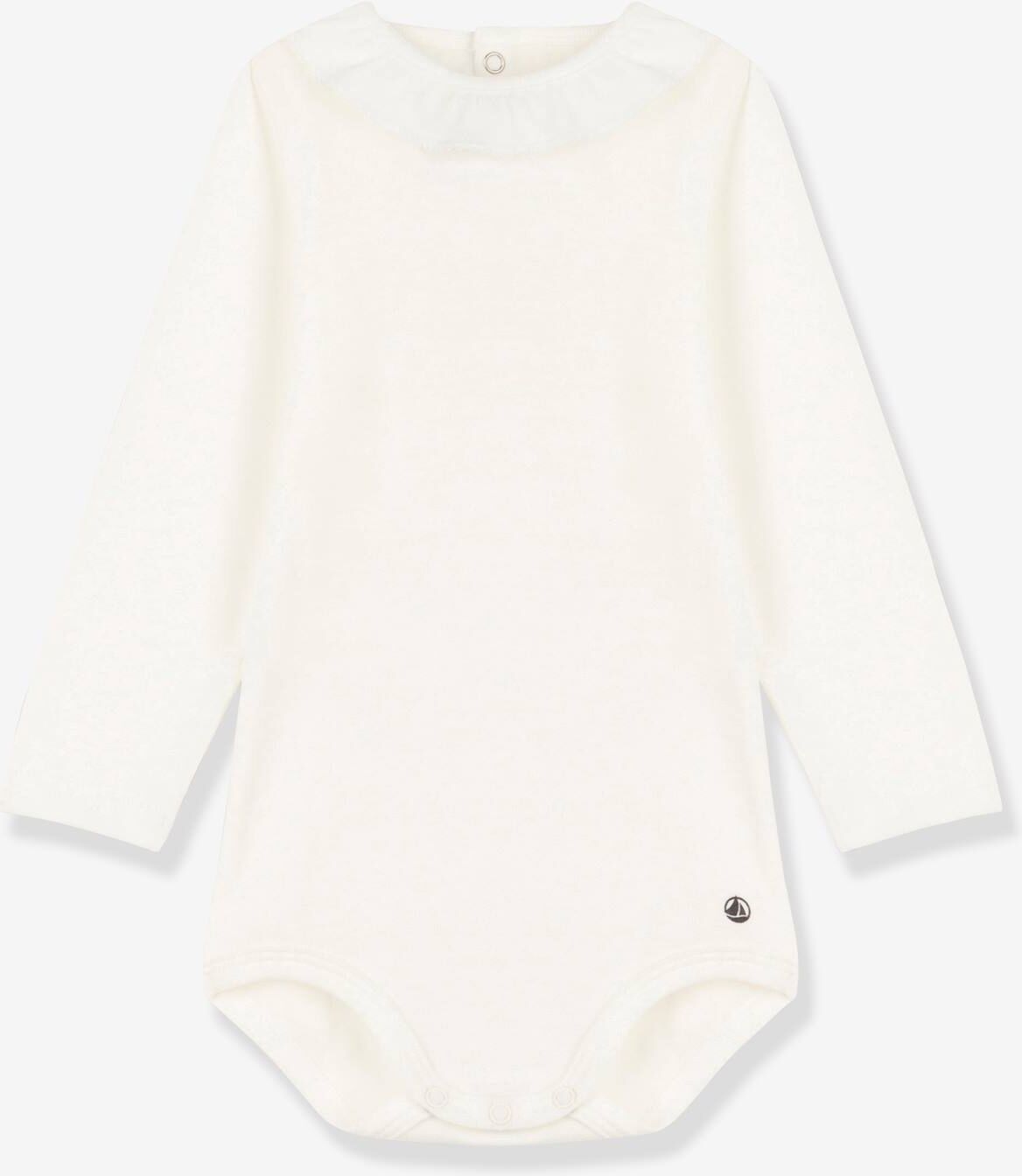 Body manga larga con gorguera de algodón bio PETIT BATEAU crudo