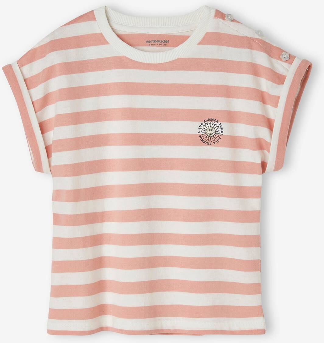 VERTBAUDET Camiseta personalizable, a rayas para niña rayas rosa