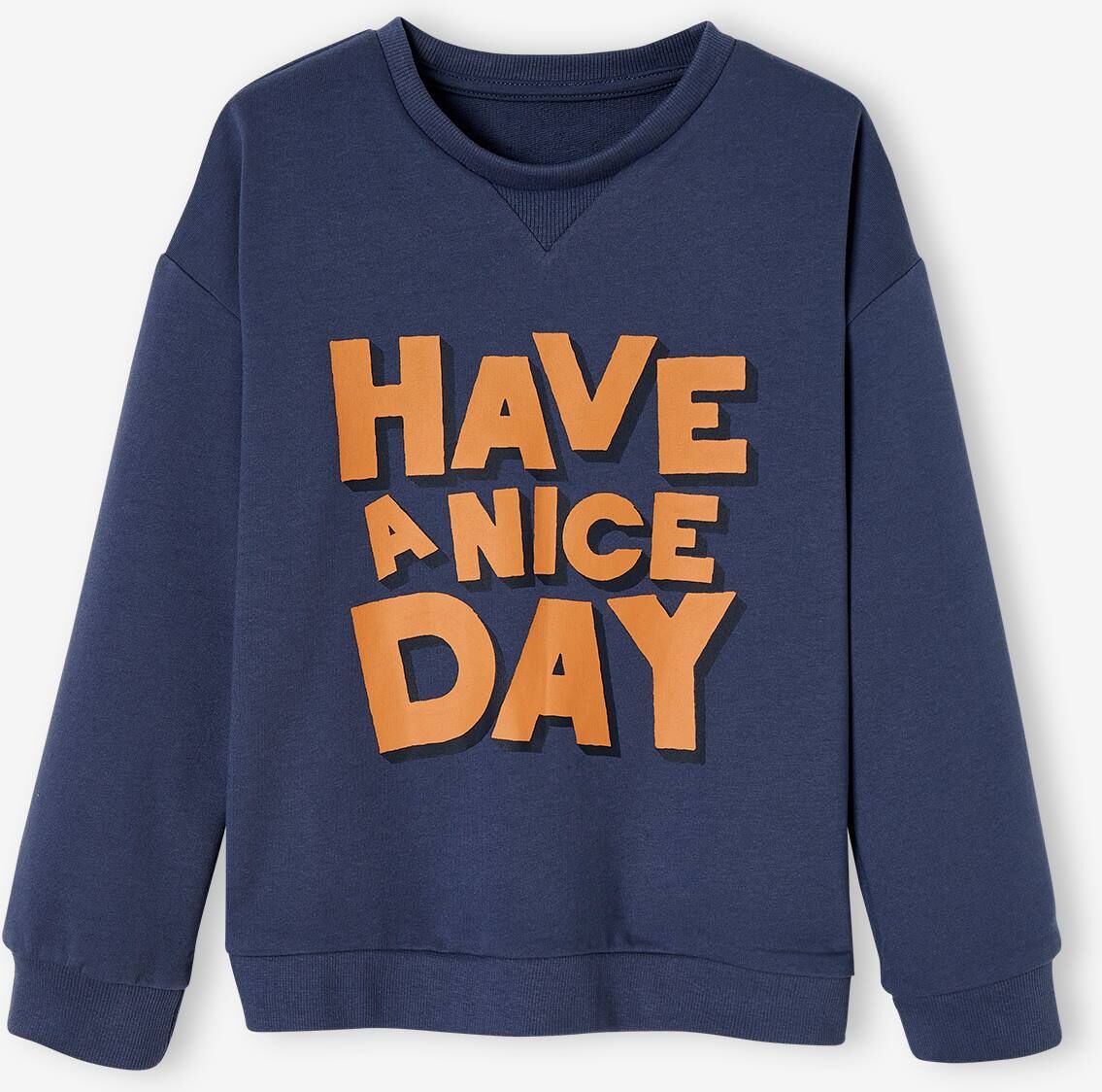 VERTBAUDET Sudadera con mensaje "Have a nice day" para niño azul pizarra