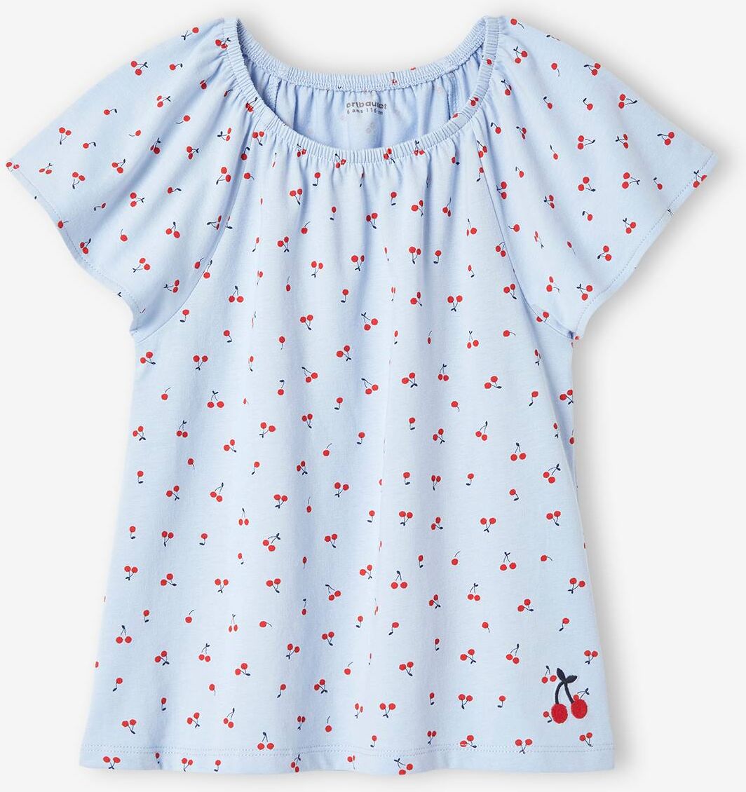 VERTBAUDET Camiseta estampada con mangas mariposa, para niña azul claro